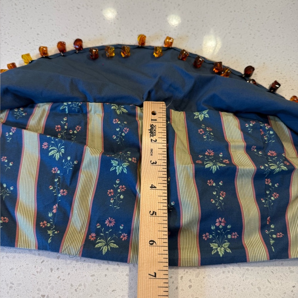 NWT WeWoreWhat Ruffle Beaded Floral Stripe Deep Storm Bandeau Size 12 Denim $89 - Picture 7 of 15